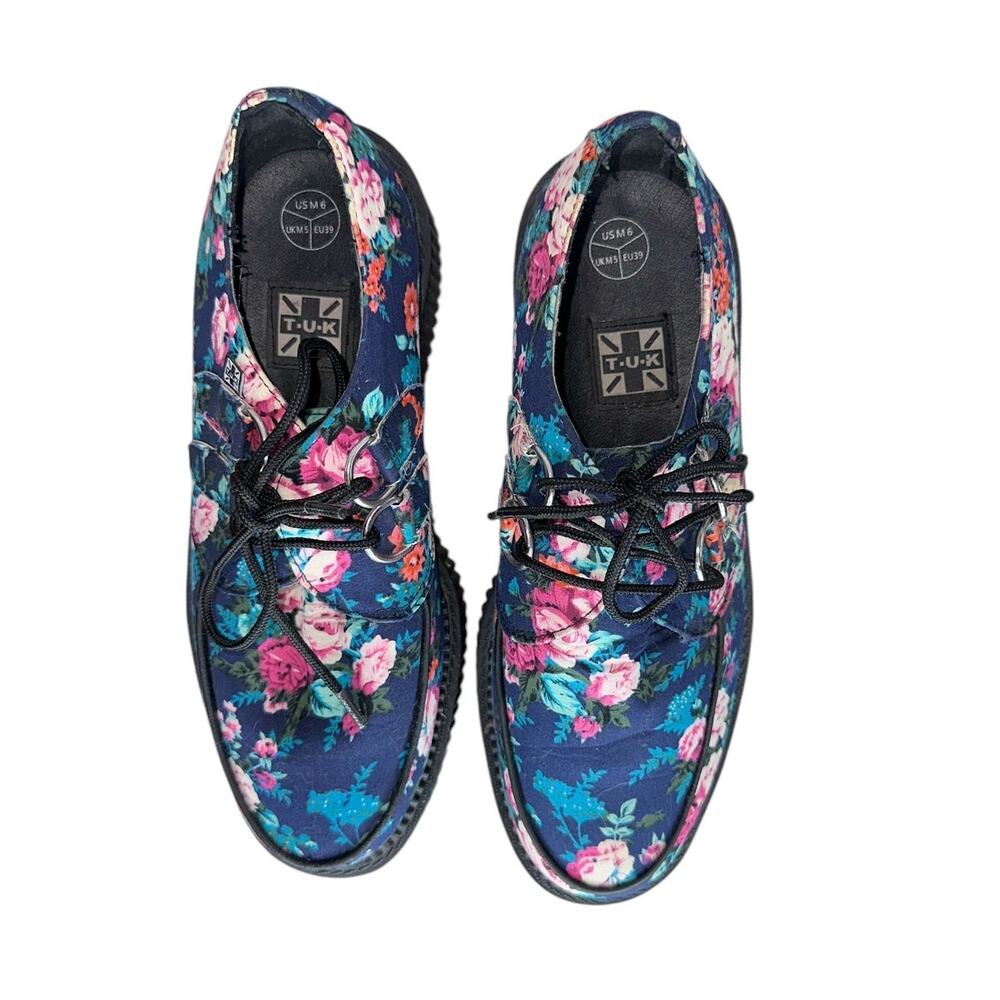 Tuk Women's Floral Print Creepers Platform Lace Up Shoes Size 8 - Picture 6 of 12